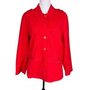 Josephine Chaus Cherry Red 100% Cotton Sport Long Sleeve Casual Utility Jacket